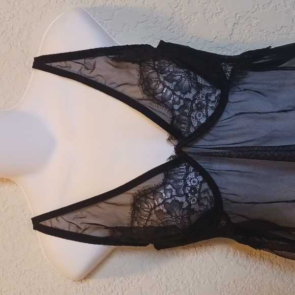 Victorias Secret Elegant Black Lace Babydoll 38D - Picture 2 of 8